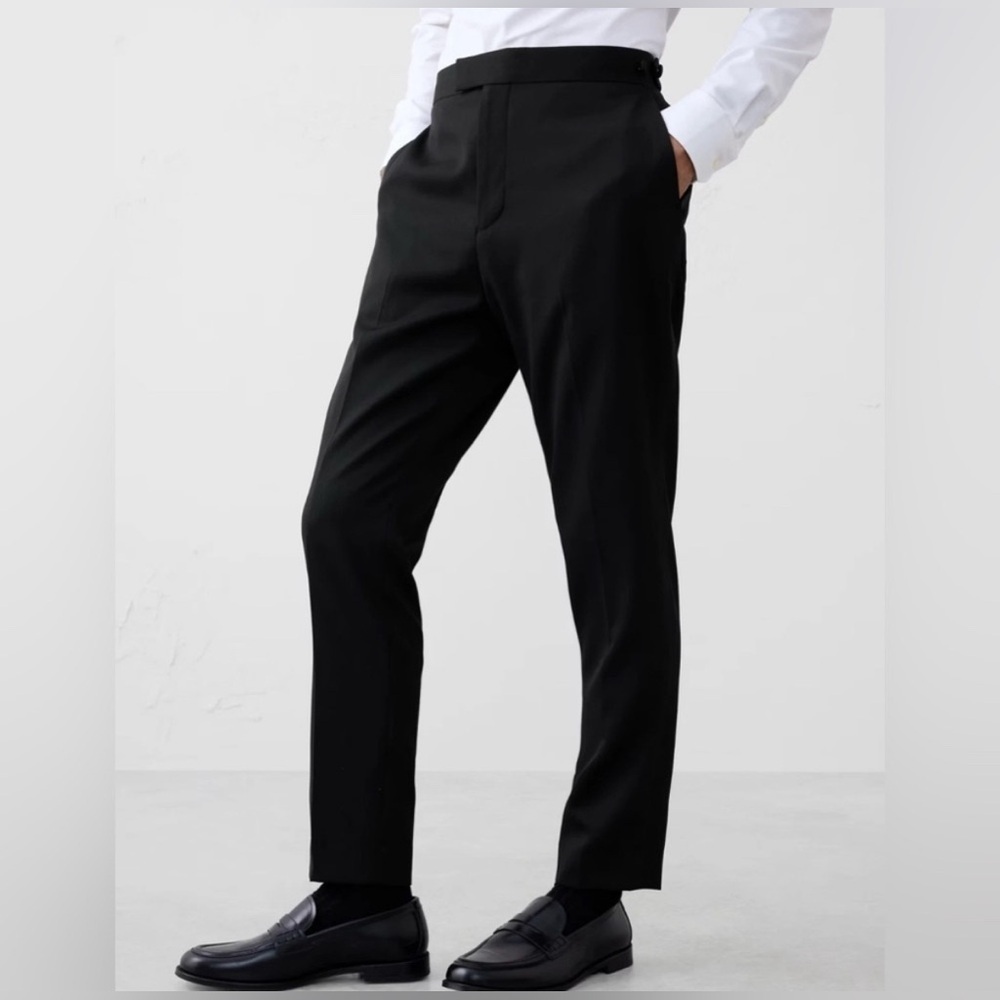 NWT Banana Republic Tailored Fit Tuxedo Black Suit Trouser Size 34 x 30